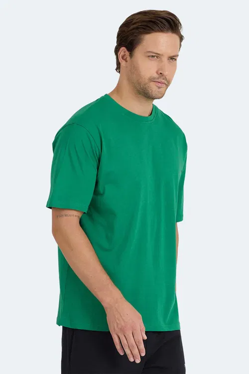 Slazenger KAISER IN Oversize Erkek Tişört Koyu Yeşil