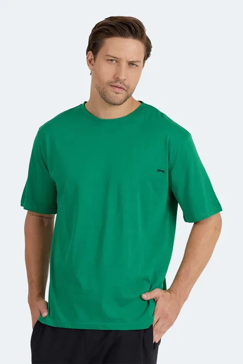 Slazenger KAISER IN Oversize Erkek Tişört Koyu Yeşil