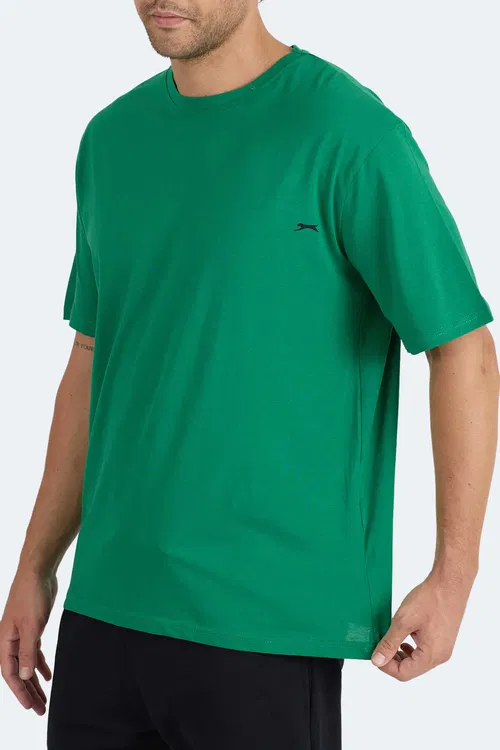 Slazenger KAISER IN Oversize Erkek Tişört Koyu Yeşil