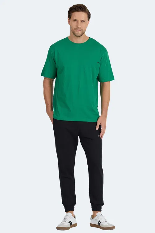 Slazenger KAISER IN Oversize Erkek Tişört Koyu Yeşil