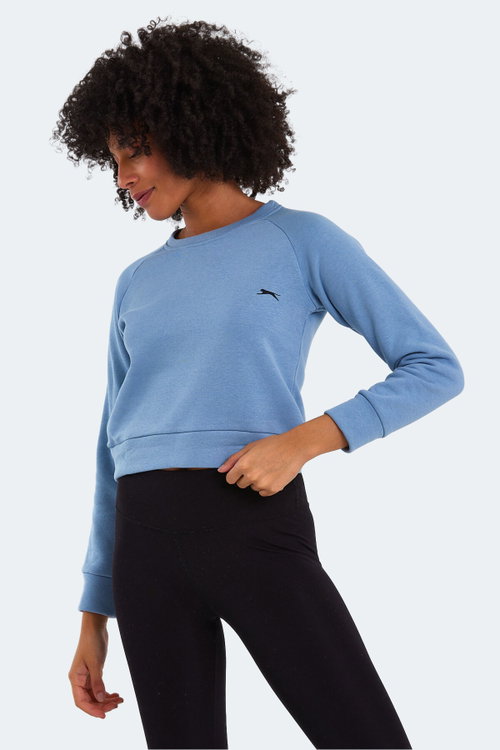 Slazenger KAITO IN Kadın Crop Mavi Sweatshırt