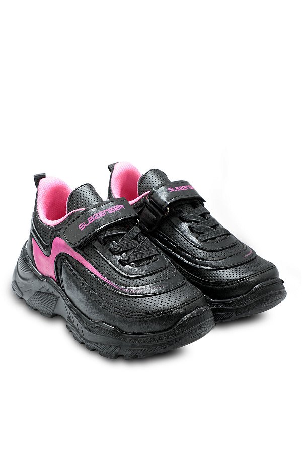 Slazenger KANON I Sneaker Kız Çocuk Ayakkabı Siyah / Fuşya