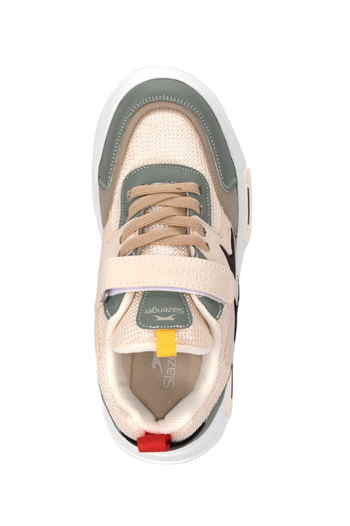 Slazenger KARETTA I Unisex Çocuk Cırt Cırtlı Bej / Yeşil Günlük Spor Ayakkabısı