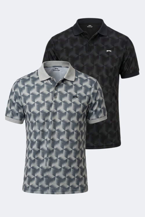 Slazenger KATARIN 2 Lİ SET Erkek Siyah - Gri Tişört