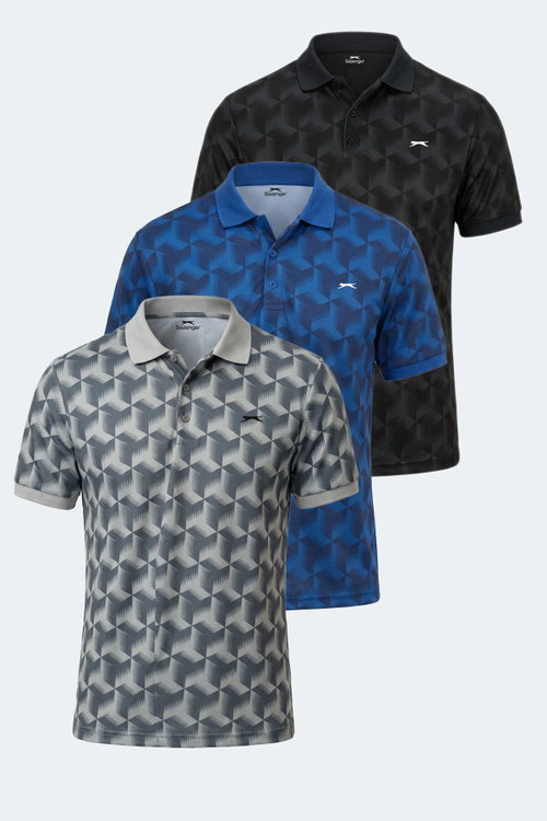 Slazenger KATARIN  3 LÜ SET Erkek Gri - Siyah - Saks Mavi Tişört