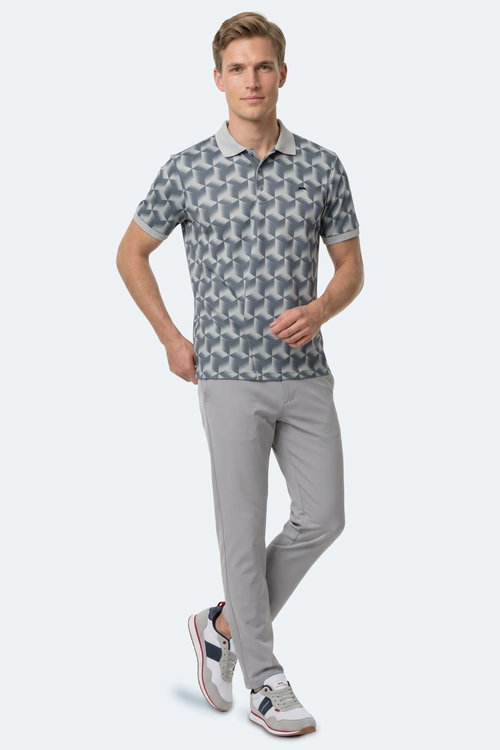 Slazenger KATARIN Erkek Polo Yaka Gri Tişört