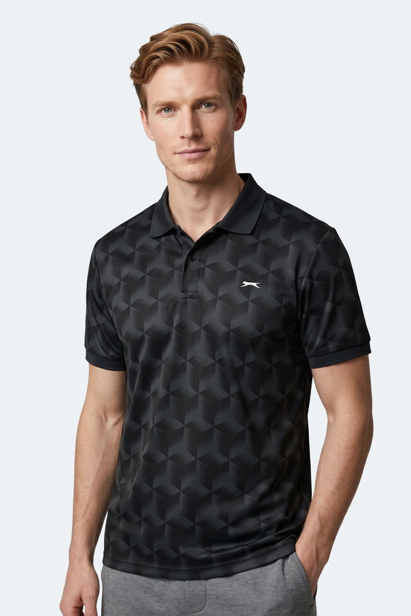 Slazenger KATARIN Erkek Polo Yaka Siyah Tişört