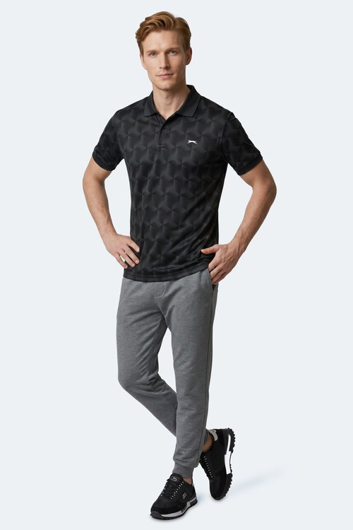 Slazenger KATARIN Erkek Polo Yaka Siyah Tişört