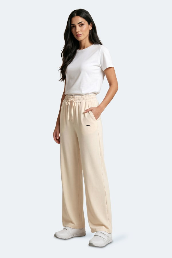 Slazenger KATKA Kadın Bol Paça Flare Ekru Pantolon