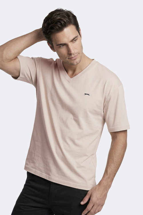 Slazenger KATRE Erkek V Yaka Bej Tişört