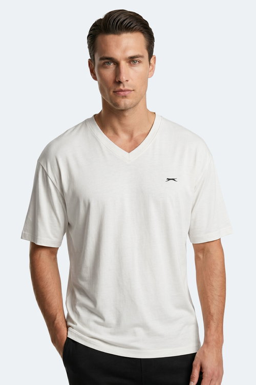 Slazenger KATRE Erkek V Yaka Beyaz Tişört
