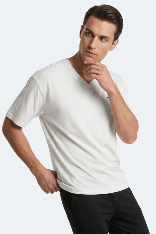 Slazenger KATRE Erkek V Yaka Beyaz Tişört