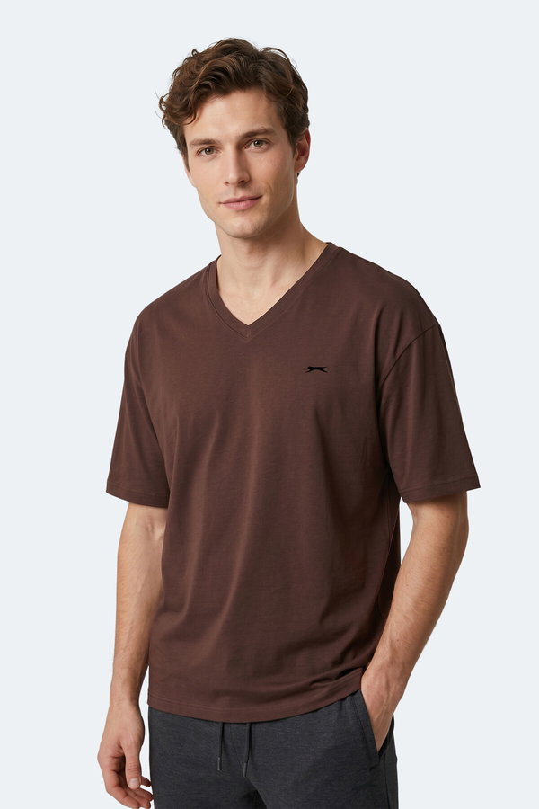 Slazenger KATRE Erkek V Yaka Kahve Tişört