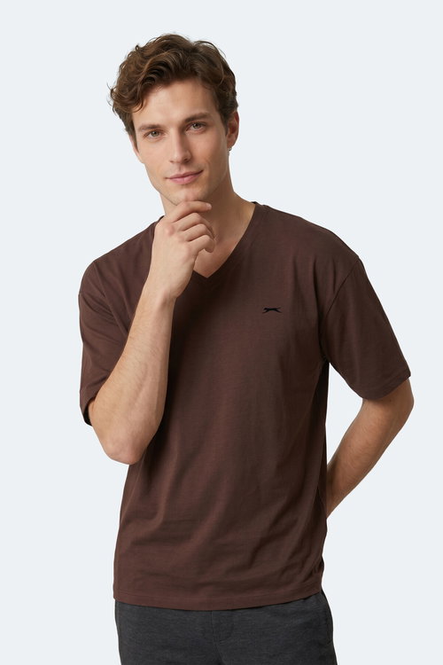 Slazenger KATRE Erkek V Yaka Kahve Tişört