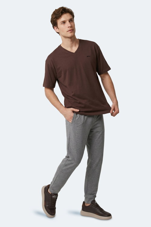 Slazenger KATRE Erkek V Yaka Kahve Tişört