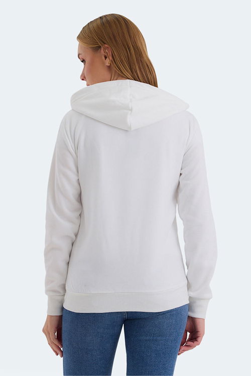 Slazenger KATYA 2 li set Kadın Fermuarlı Kapüşonlu Cepli Beyaz - Siyah Sweatshirt