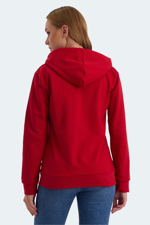 Slazenger KATYA 2 li set Kadın Fermuarlı Kapüşonlu Cepli Kırmızı - Lila Sweatshirt