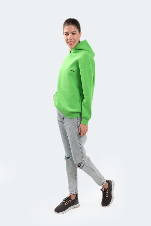 Slazenger KAVEH IN Oversize Kadın Kapüşonlu Nane Sweatshırt