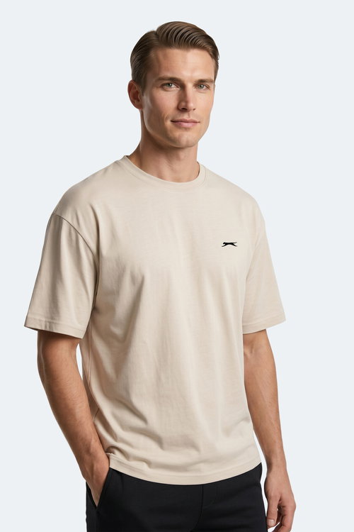 Slazenger KEANE Erkek Oversıze Bej Tişört