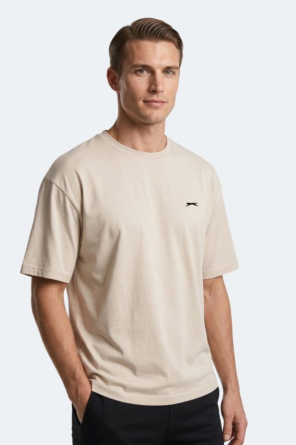 Slazenger KEANE Erkek Oversıze Bej Tişört