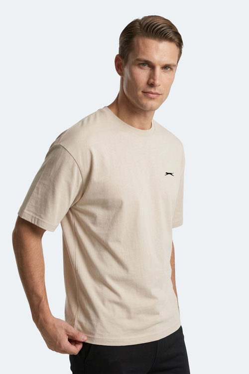Slazenger KEANE Erkek Oversıze Bej Tişört