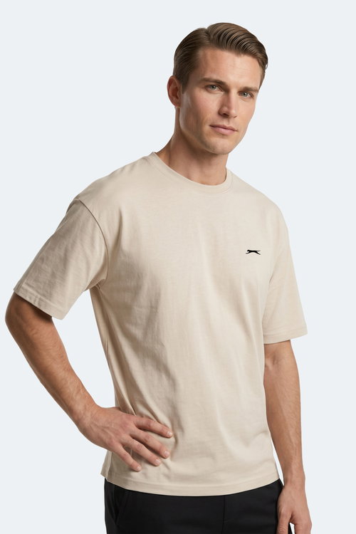 Slazenger KEANE Erkek Oversıze Bej Tişört