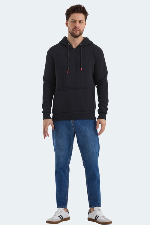 Slazenger KEANS 2 li set Erkek Kapüşonlu Cepli Siyah - Gri Sweatshirt