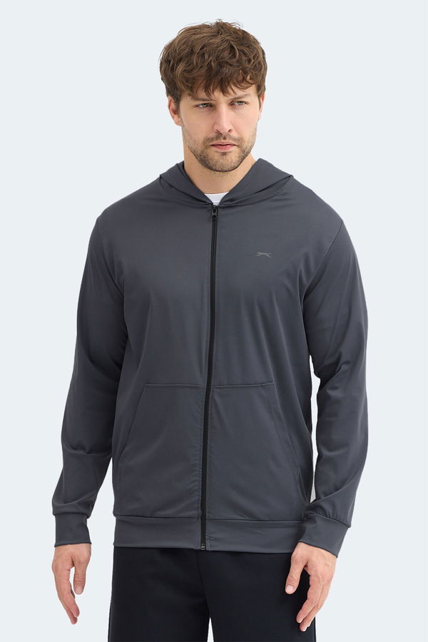 Slazenger KELENOR Erkek Kapüşonlu Cepli Koyu Gri Sweatshırt