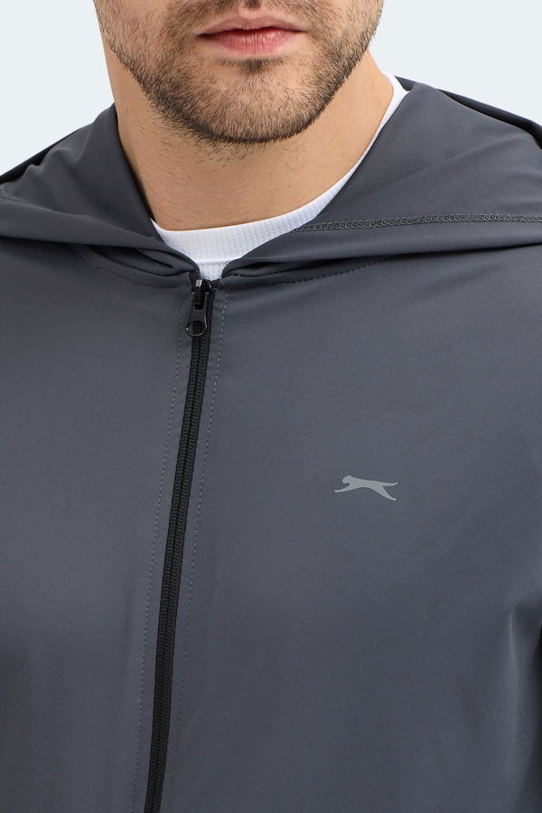 Slazenger KELENOR Erkek Kapüşonlu Cepli Koyu Gri Sweatshırt