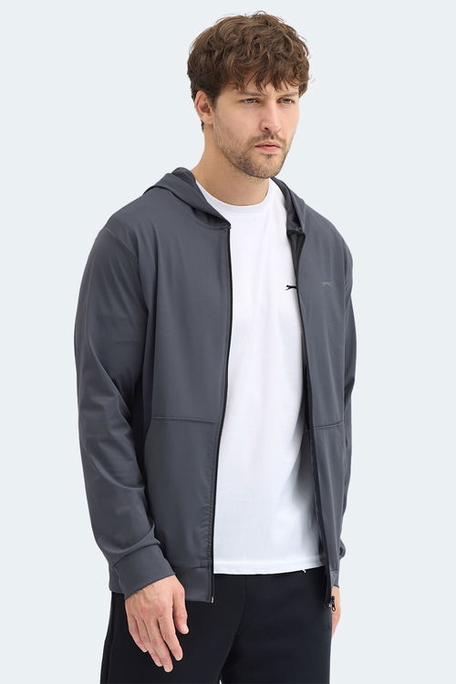Slazenger KELENOR Erkek Kapüşonlu Cepli Koyu Gri Sweatshırt