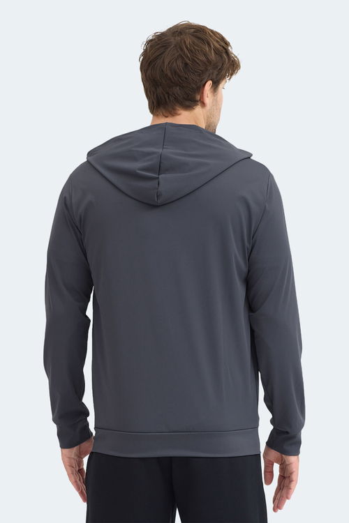 Slazenger KELENOR Erkek Kapüşonlu Cepli Koyu Gri Sweatshırt