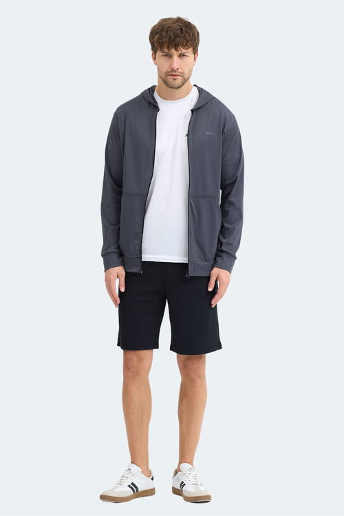 Slazenger KELENOR Erkek Kapüşonlu Cepli Koyu Gri Sweatshırt