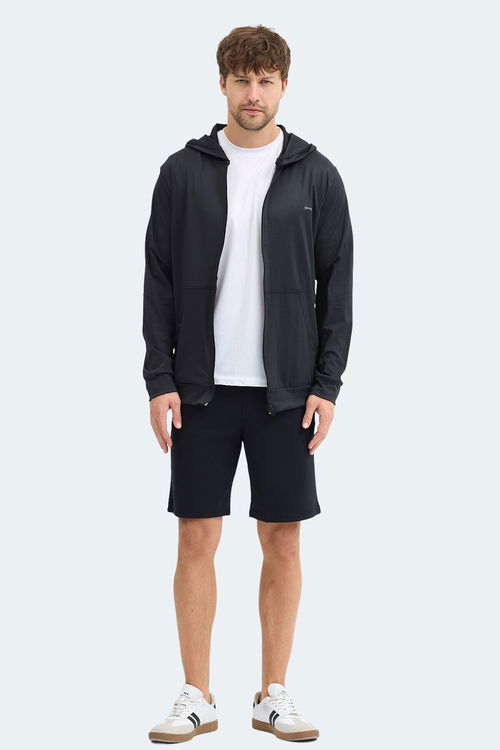 Slazenger KELENOR Erkek Kapüşonlu Cepli Siyah Sweatshırt