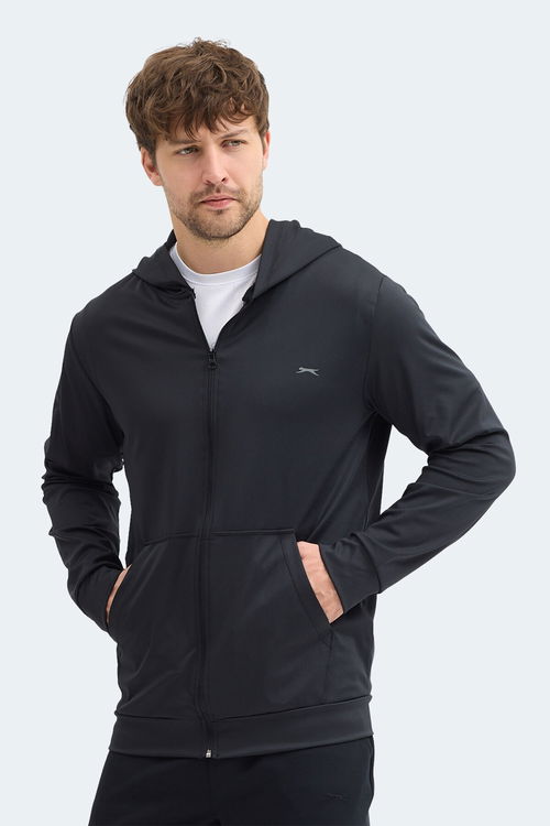 Slazenger KELENOR Erkek Kapüşonlu Cepli Siyah Sweatshırt