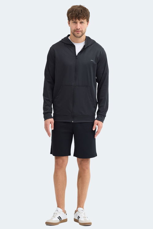 Slazenger KELENOR Erkek Kapüşonlu Cepli Siyah Sweatshırt