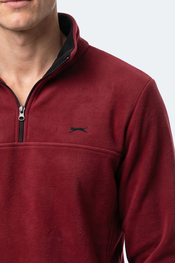 Slazenger KELO I Erkek Kapüşonlu Bordo Sweatshırt