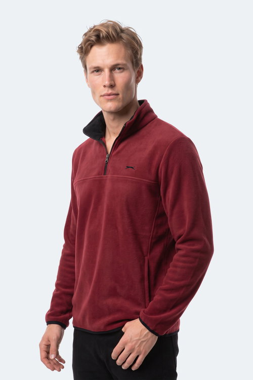 Slazenger KELO I Erkek Kapüşonlu Bordo Sweatshırt