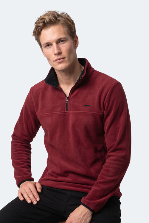 Slazenger KELO I Erkek Kapüşonlu Bordo Sweatshırt