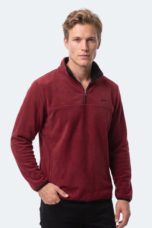 Slazenger KELO I Erkek Kapüşonlu Bordo Sweatshırt
