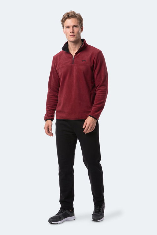 Slazenger KELO I Erkek Kapüşonlu Bordo Sweatshırt
