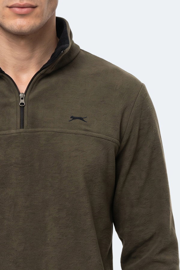 Slazenger KELO I Erkek Kapüşonlu Haki Sweatshırt