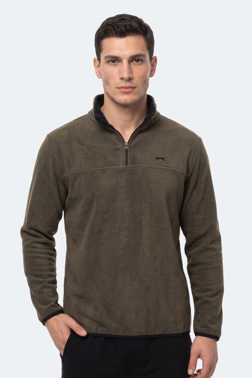 Slazenger KELO I Erkek Kapüşonlu Haki Sweatshırt