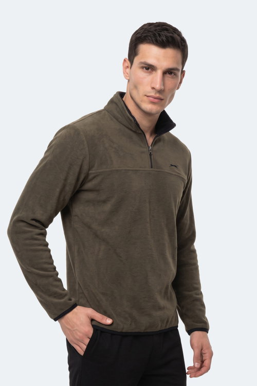 Slazenger KELO I Erkek Kapüşonlu Haki Sweatshırt