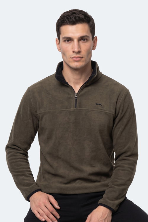 Slazenger KELO I Erkek Kapüşonlu Haki Sweatshırt