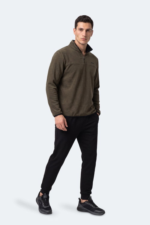 Slazenger KELO I Erkek Kapüşonlu Haki Sweatshırt