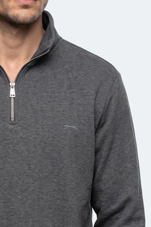 Slazenger KENA I Erkek Dik Yaka Fermuarlı Antrasit Sweatshırt