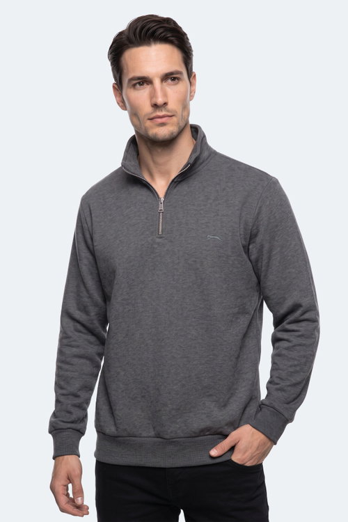 Slazenger KENA I Erkek Dik Yaka Fermuarlı Antrasit Sweatshırt