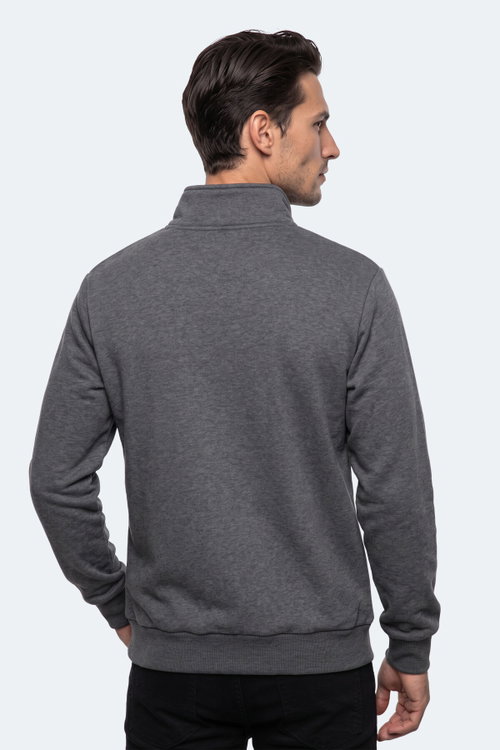 Slazenger KENA I Erkek Dik Yaka Fermuarlı Antrasit Sweatshırt