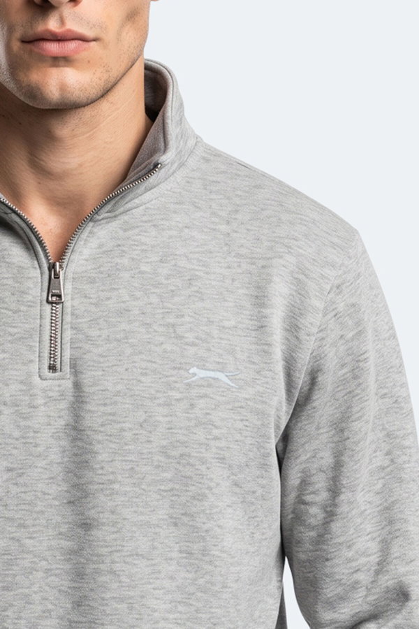 Slazenger KENA I Erkek Dik Yaka Fermuarlı Gri Sweatshırt