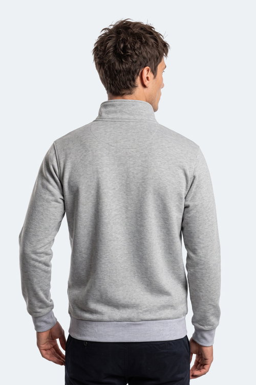 Slazenger KENA I Erkek Dik Yaka Fermuarlı Gri Sweatshırt